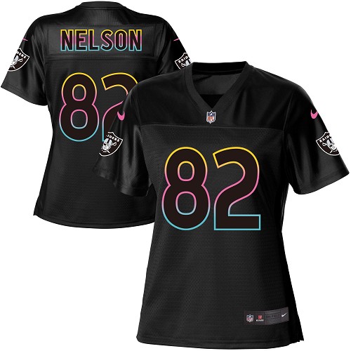 Nike Raiders #82 Jordy Nelson Black Women's NFL Fashion Game Jersey